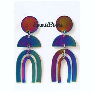 💥3for$28  New Oil Slick Holographic Rainbow Cutout Drop Earrings